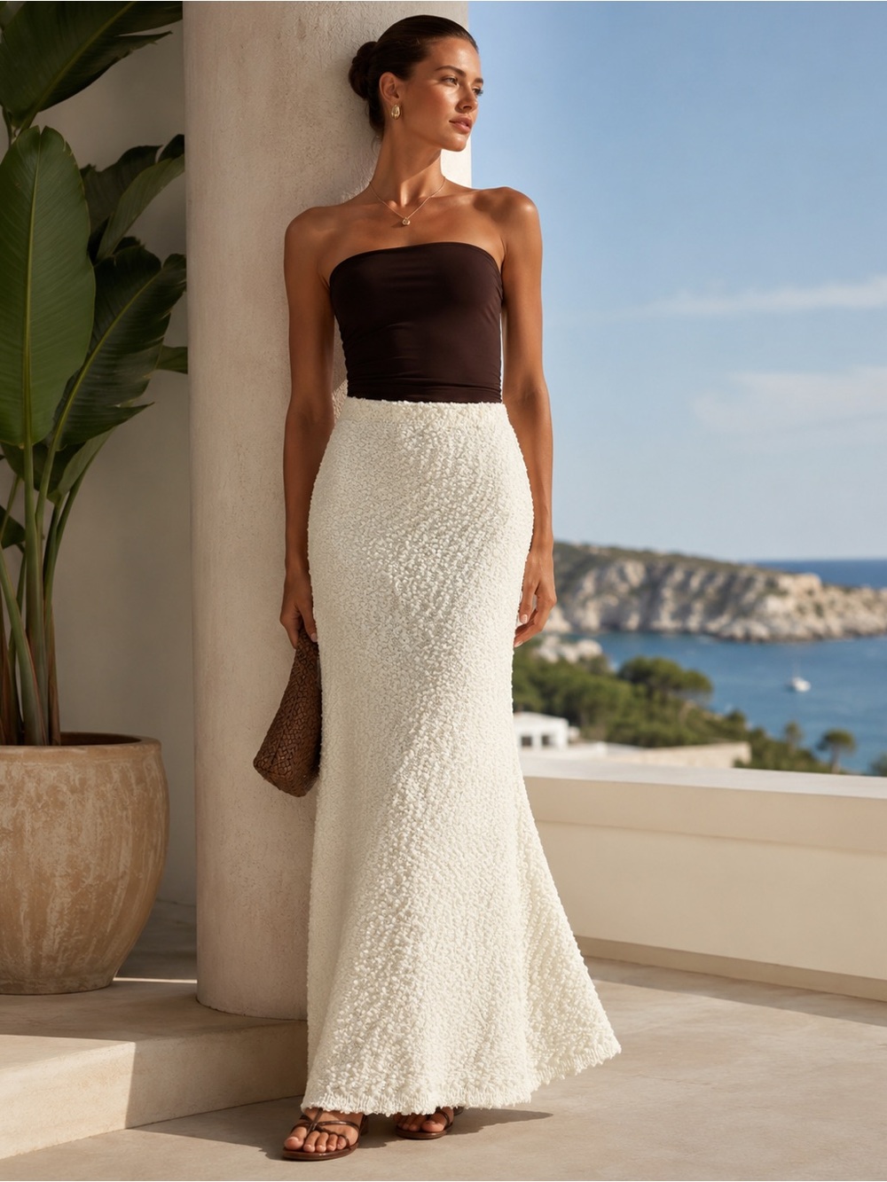 Naked Wardrobe Bouclé Knit Maxi Tube Skirt